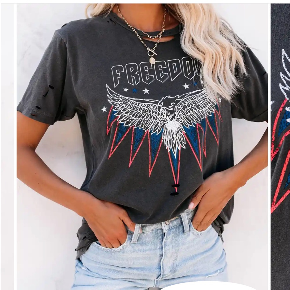 VICI Freedom Eagle Distressed Cotton Tee L - Picture 3 of 7
